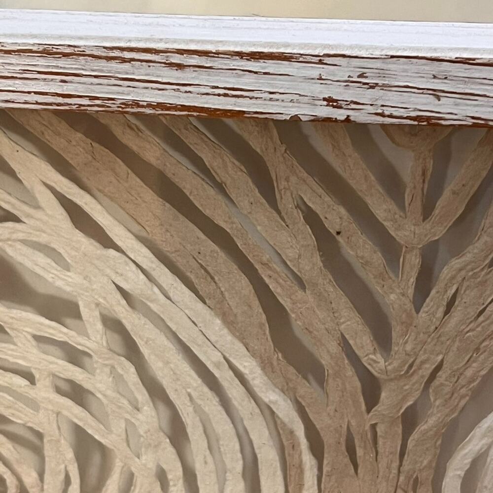 Abstract Handmade Papier-Mâché Shadow Box Wall Art 14 x 13.5" Brown & Beige - Picture 4 of 10